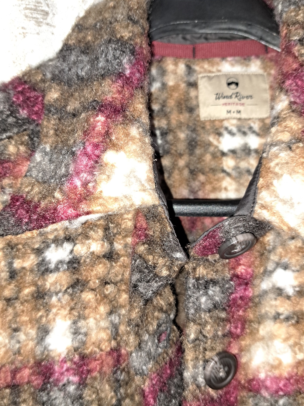 Woman-s Wind Rive Brown And Rose Plaid Button Sweater Jacket - M